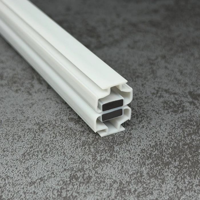 white MG001 T-slot magnetic shower door seal for framed sliding door channel